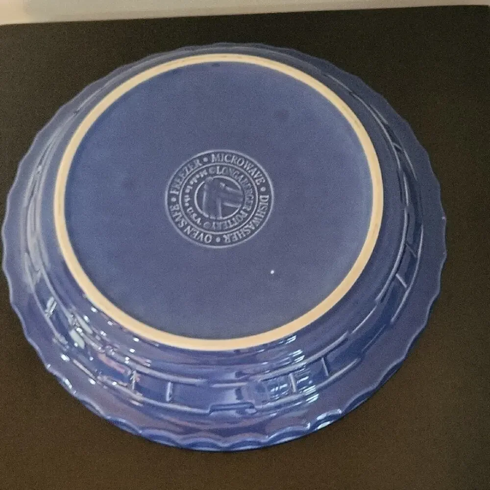 Longaberger Blue Pie Plate Woven Traditions Collectible 10″ Basket-Weave Design